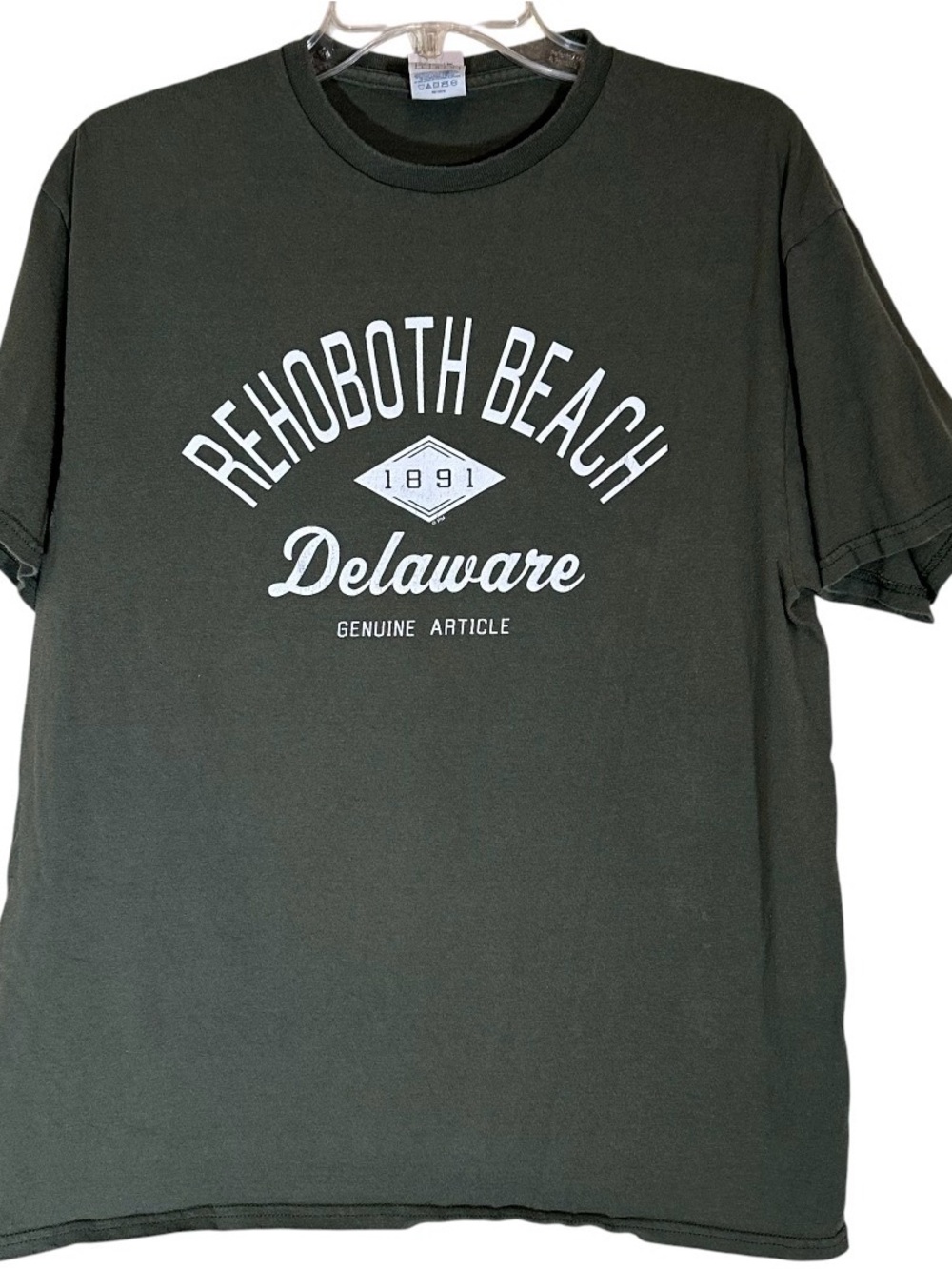 Rehoboth Beach Delaware olive green cotton t shirt men’s size large